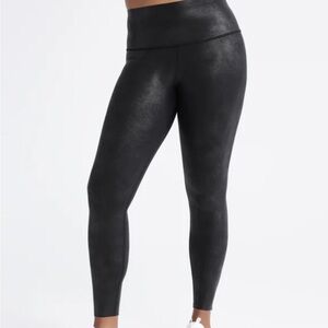 Knix X Birds Papaya  High Waisted Faux Leather Leggings